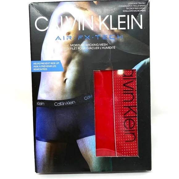 Calvin Klein Men’s Underwear Low Trunk Red Mesh Ck Air Fx Tech Moisture Wicking - Picture 3 of 6